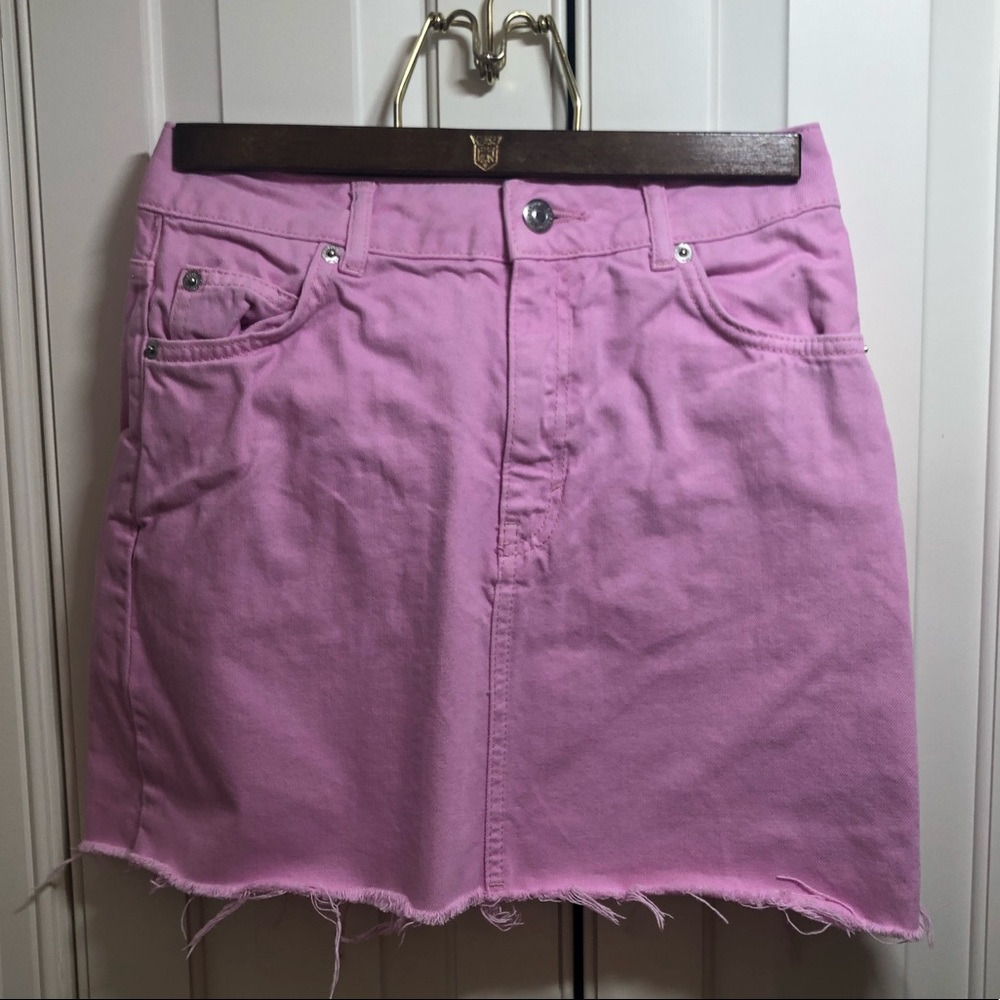 Bubblegum Pink Topshop Moto Jean Skirt